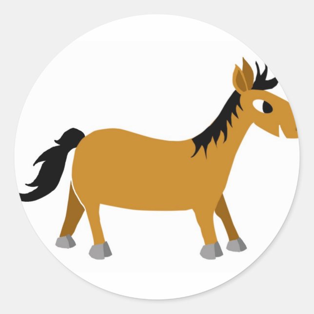 Comic horse classic round sticker (Front)