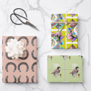 comic horses wrapping paper sheets