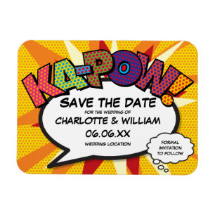 Comic KA-POW Modern Fun Save the Date Magnet