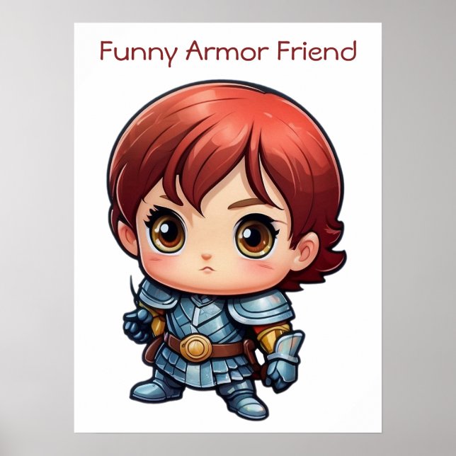 Comic Knight Funny Armour Friend Kids Wall Poster (Front)