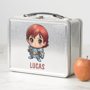 Comic Knight Personalised Kids Adventure School Metal Lunch Box