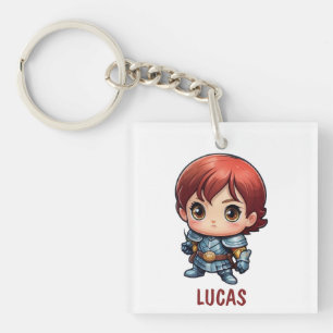 Comic Knight Personalised Kids Backpack Tag Key Ring