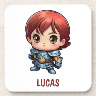 Comic Knight Personalised Kids Room Drink Coaster