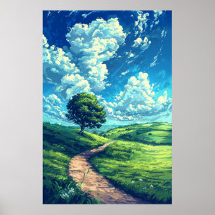 Comic Landscape Vector Poster - Colourful and Play