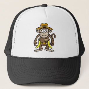comic monkey banana cowboy sheriff trucker hat
