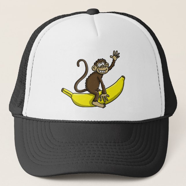 comic monkey banana cowboy sheriff trucker hat (Front)