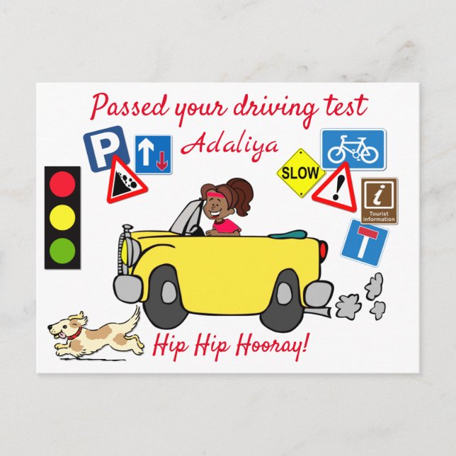 Comic Passed your Driving Test Personalised Postca Postcard (Front)