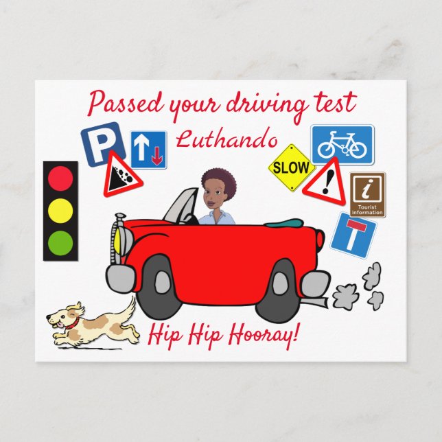 Comic Passed your Driving Test Personalised  Postcard (Front)