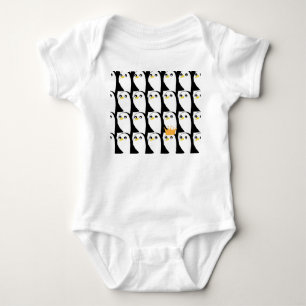 Comic Penguin: Black White Vintage Baby Bodysuit