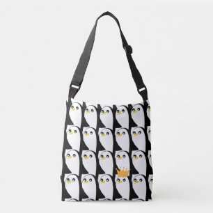 Comic Penguin: Black White Vintage Crossbody Bag