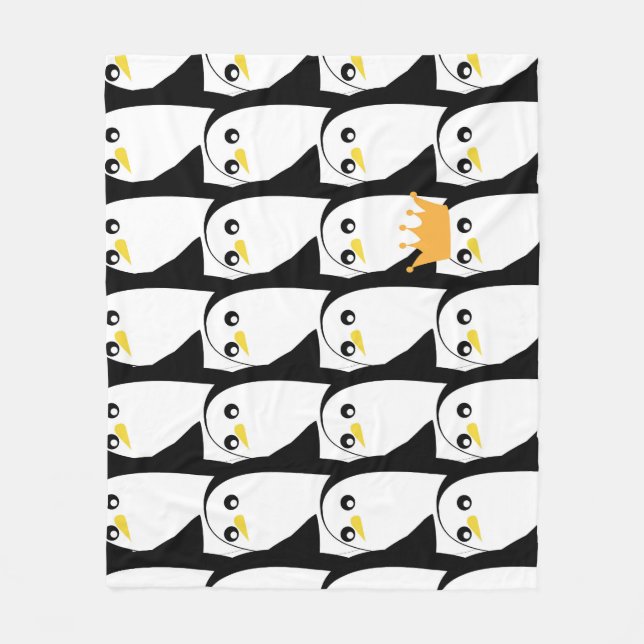 Comic Penguin: Black White Vintage Fleece Blanket (Front)