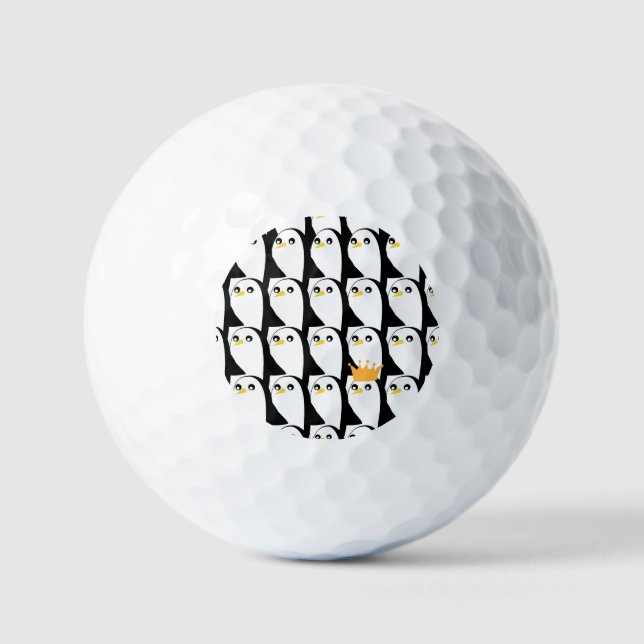 Comic Penguin: Black White Vintage Golf Balls (Front)