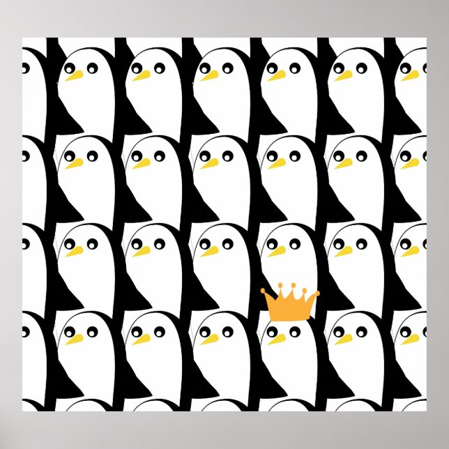 Comic Penguin: Black White Vintage Poster (Front)