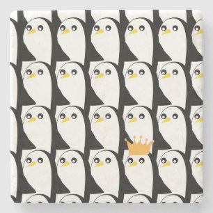 Comic Penguin: Black White Vintage Stone Coaster