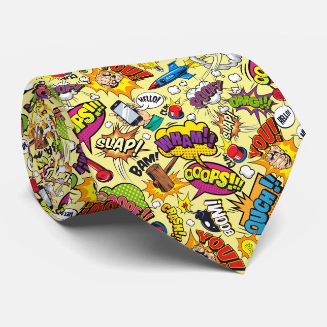 Comic Pop Art Explosion Tie (Rolled)