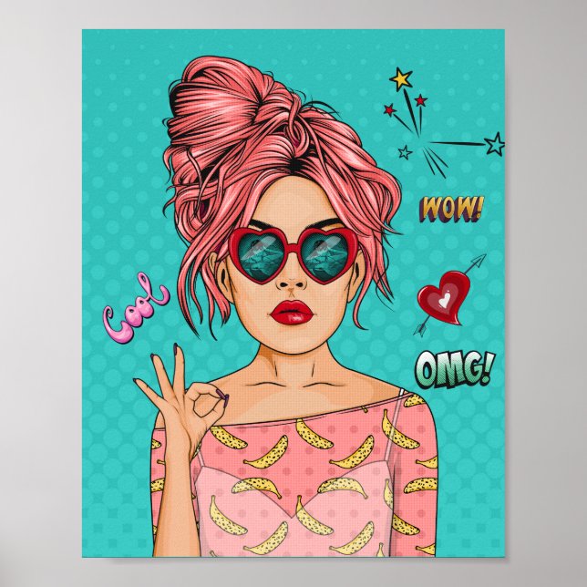 Comic Pop Art Girl Poster  (Front)