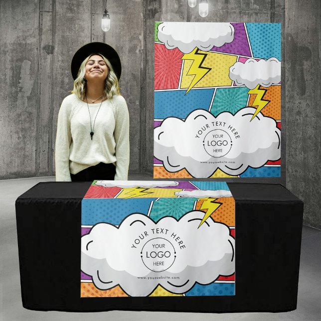 Comic Pop Art Logo Pop Up Shop Table Runner Sign Tapestry (Comic Pop Art Logo Pop Up Shop Table Runner Sign Tapestry)