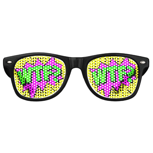Comic Pop Art Purple Green WTF Novelty Funny Joke Retro Sunglasses (Front)