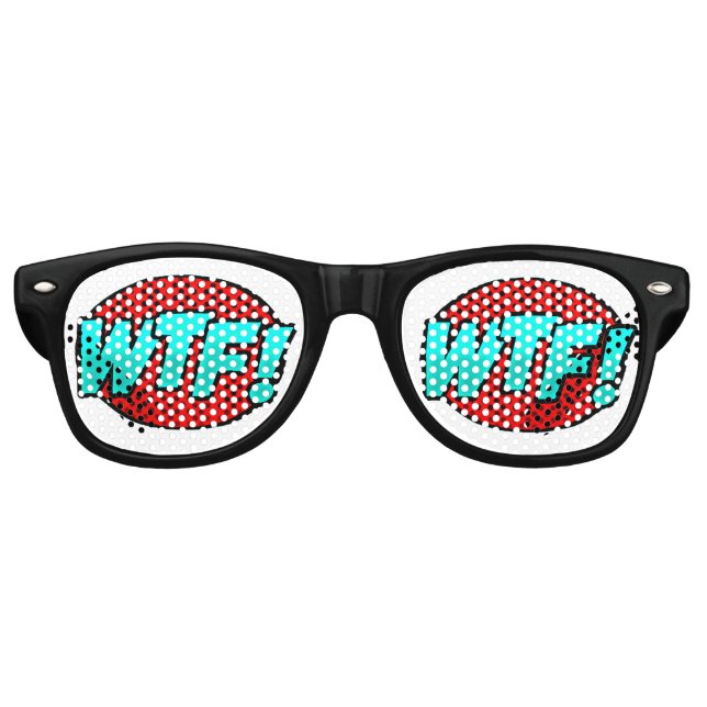 Comic Pop Art Red Blue WTF Novelty Funny Joke      Retro Sunglasses (Front)