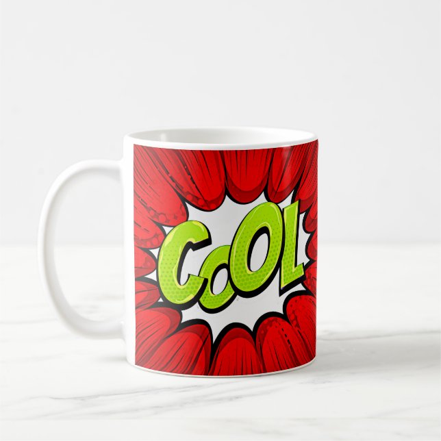 Comic Pop Art Red Green COOL Novelty Funny Coffee Mug (Left)
