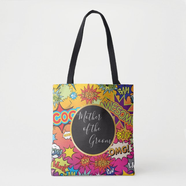 Comic Pop Art Speech Bubble Grooms Mother Tote Bag (Front)