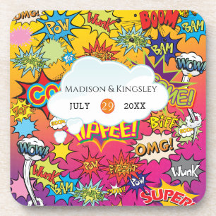 Comic Pop Art 💥🎨 Speech Bubble Wedding Graffiti Coaster