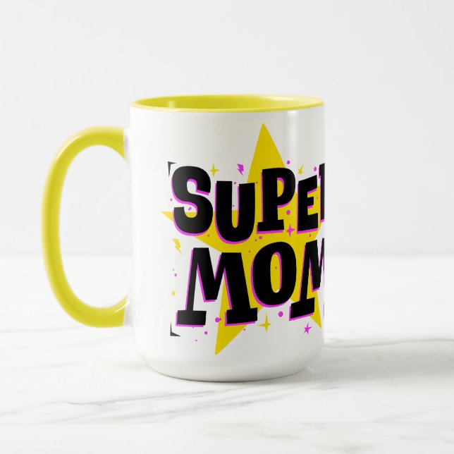 Comic pop art super mum Mug (Left)