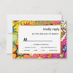 Comic Pop Art 💥🎨 Wedding Graffiti  RSVP Card