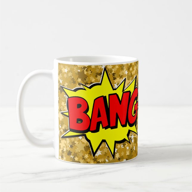 Comic Pop Art Yellow Red BANG Novelty Funny Coffee Coffee Mug (Left)