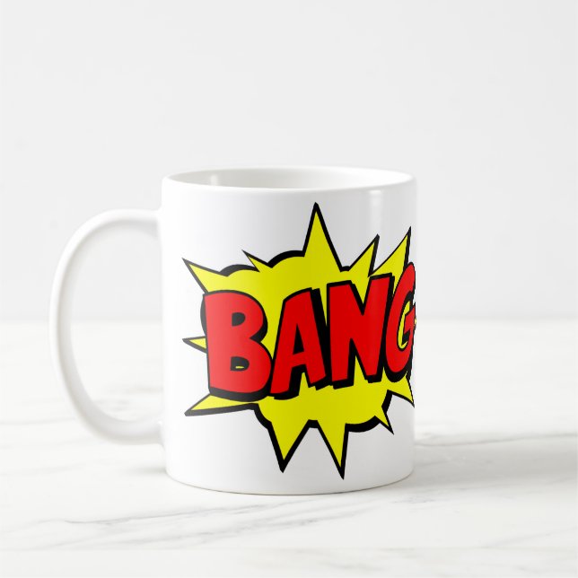 Comic Pop Art Yellow Red BANG Novelty Funny Coffee Mug (Left)