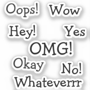 Comic Reaction Words Funny Minimal Typography