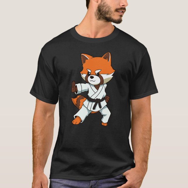 Comic red panda makes karate T-Shirt (Front)