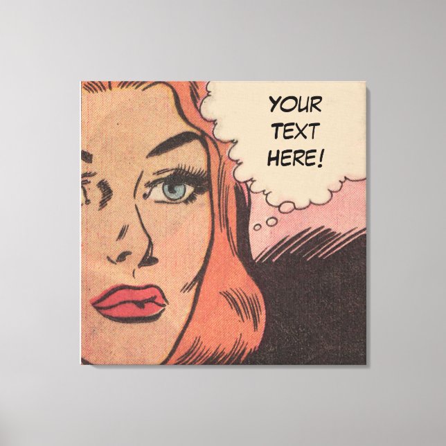 Comic Roy Lichtenstein Style Redhead Canvas Print (Front)