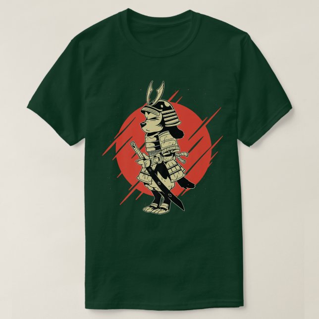 Comic Samurai Warrior Dog  T-Shirt (Design Front)