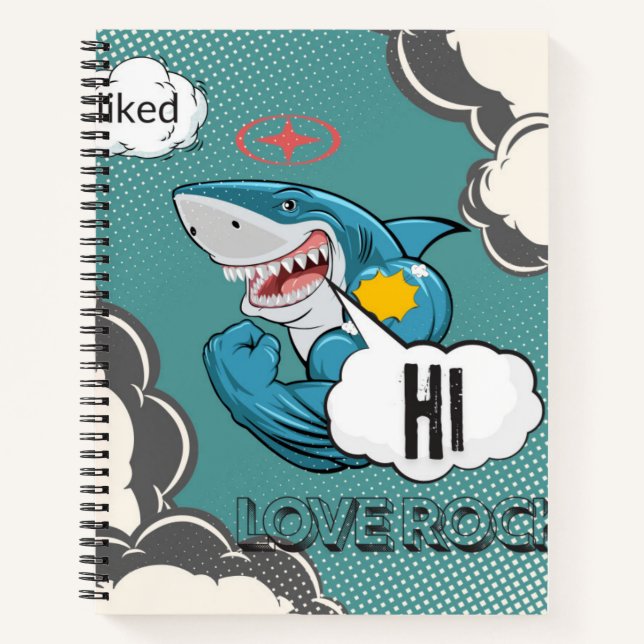 Comic Shark Notebook – Fierce, Funny & Full of Sty (Front)