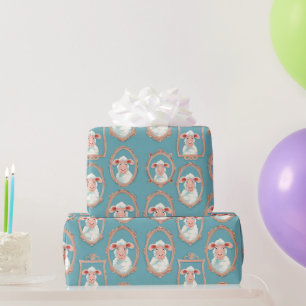 Comic sheep in frames wrapping paper