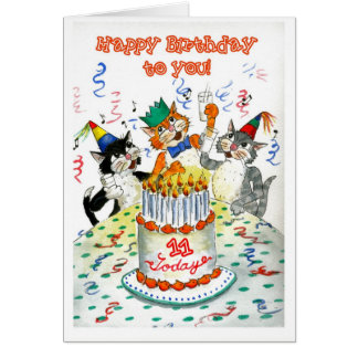 Comic Singing Cats Age-specific 11th Birthday