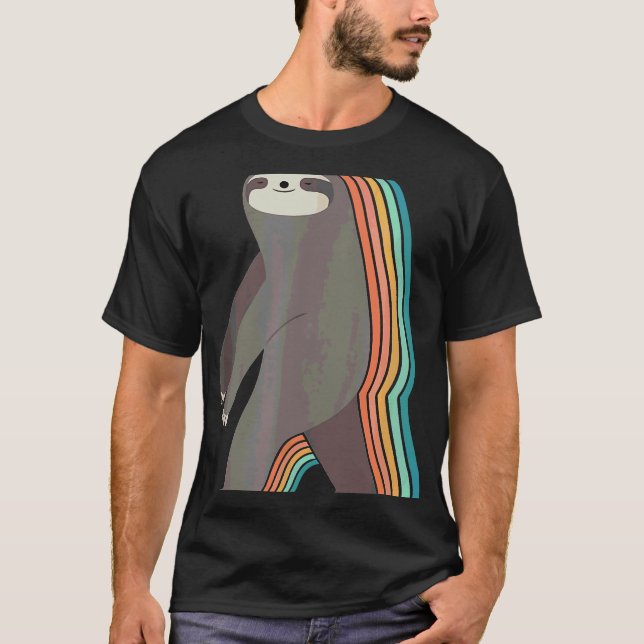 Comic Sleepwalker Sloth Rainbow T-Shirt (Front)