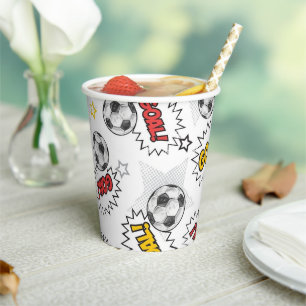 Comic Soccer Goal Pattern – Retro Sports Paper Cups