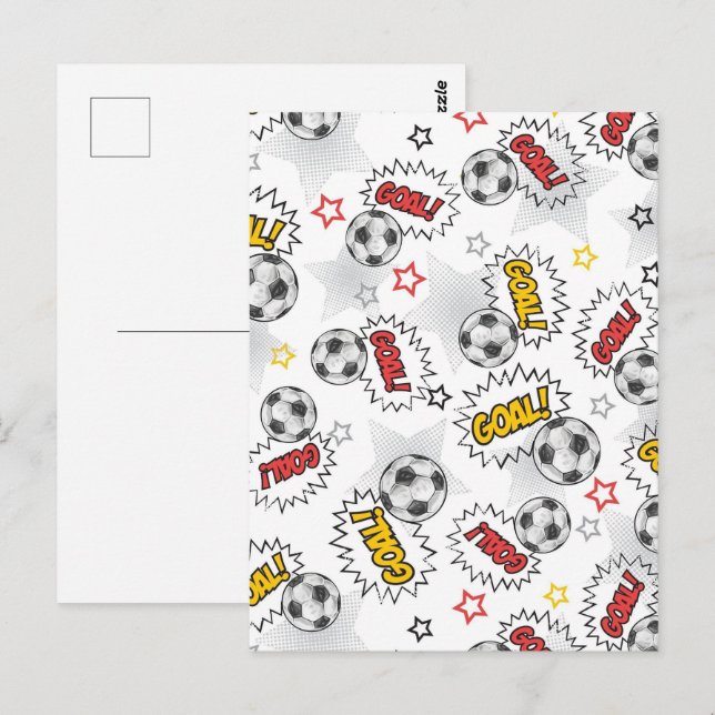 Comic Soccer Goal Pattern – Retro Sports Postcard (Front/Back)