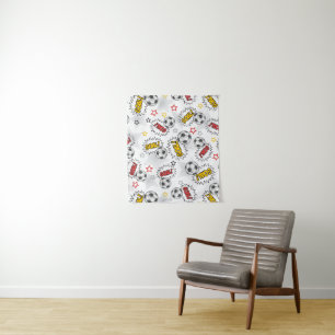 Comic Soccer Goal Pattern – Retro Sports Tapestry