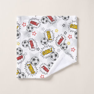 Comic Soccer Goal Pattern – Retro Sports Wash Cloth