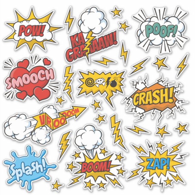 Comic Sound Effects Sticker Set (Front)