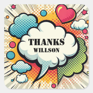 Comic Speech Bubble Pattern Square Sticker
