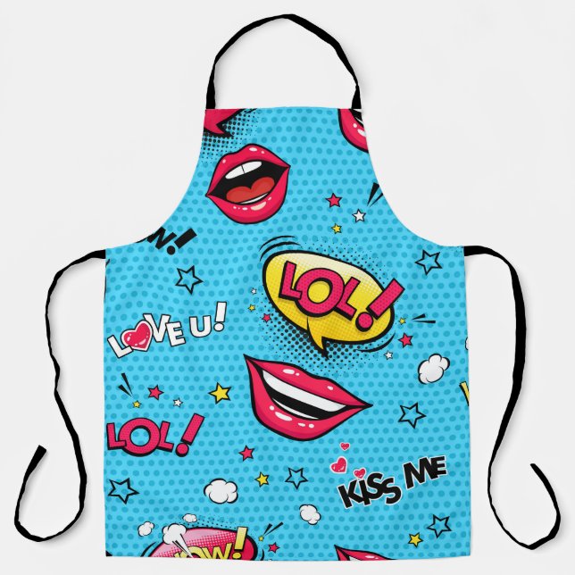 Comic speech bubbles and female lips with differen apron (Front)