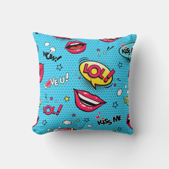 Comic speech bubbles and female lips with differen cushion (Front)