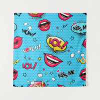 Comic speech bubbles and female lips with differen