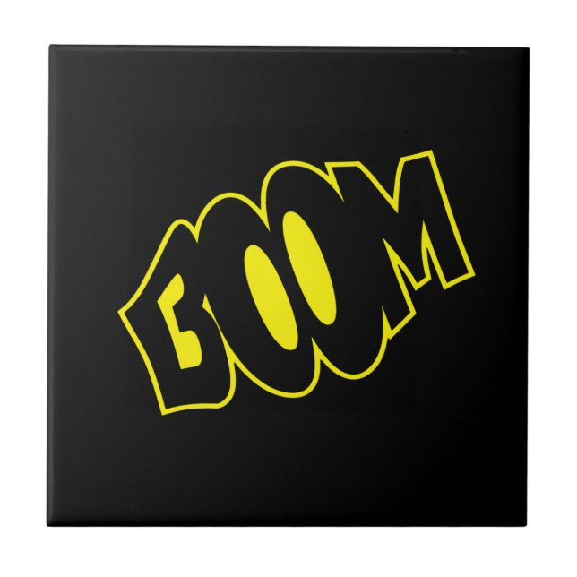 Comic Speech Bubbles Ceramic Tile Boom Your Colour (Front)