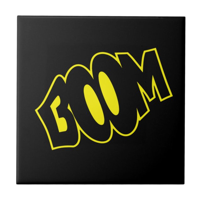 Comic Speech Bubbles Ceramic Tile Boom Your Colour (Front)
