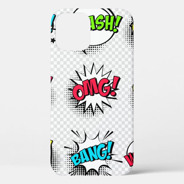 Comic speech bubbles with halftone shadow and text Case-Mate iPhone case (Back)